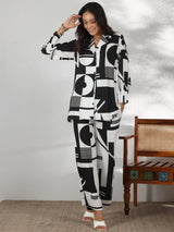 Gerua White Printed Rayon Co-Ords