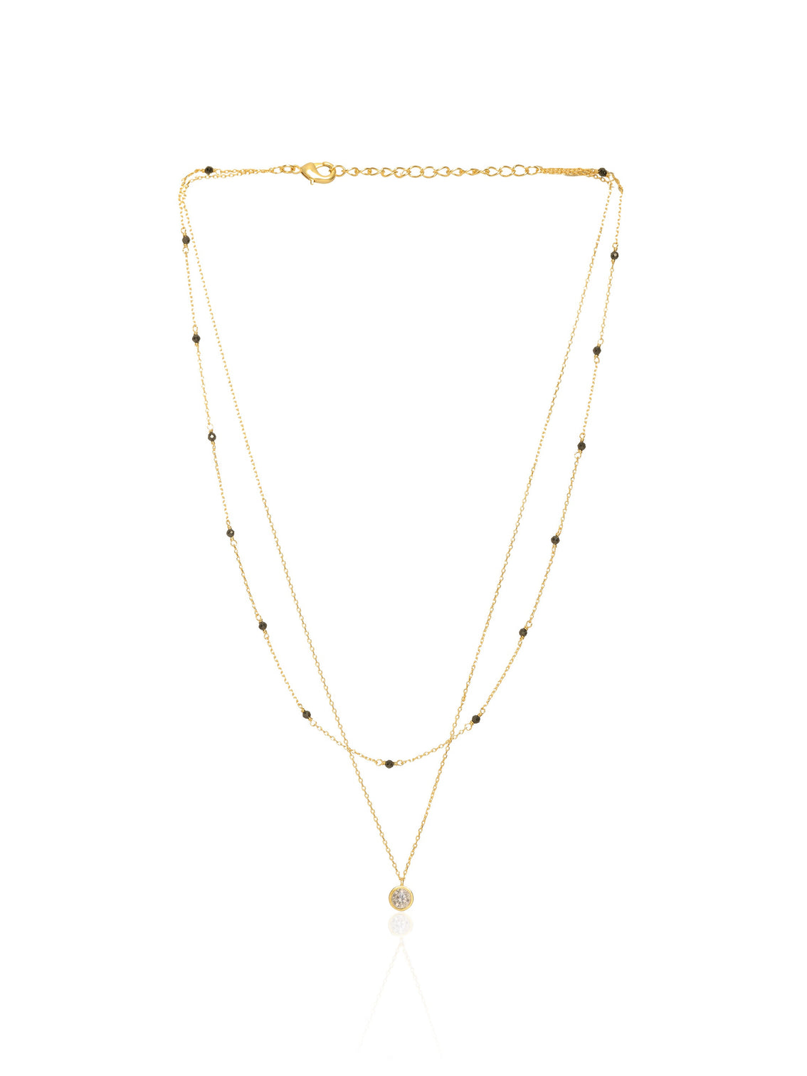 Mameraa Double-Layered Pearl Pendant 18K Gold Plated Mangalsutra