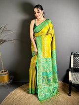 Exclusive Ikkat Pashmina Resham Soft Silk Saree