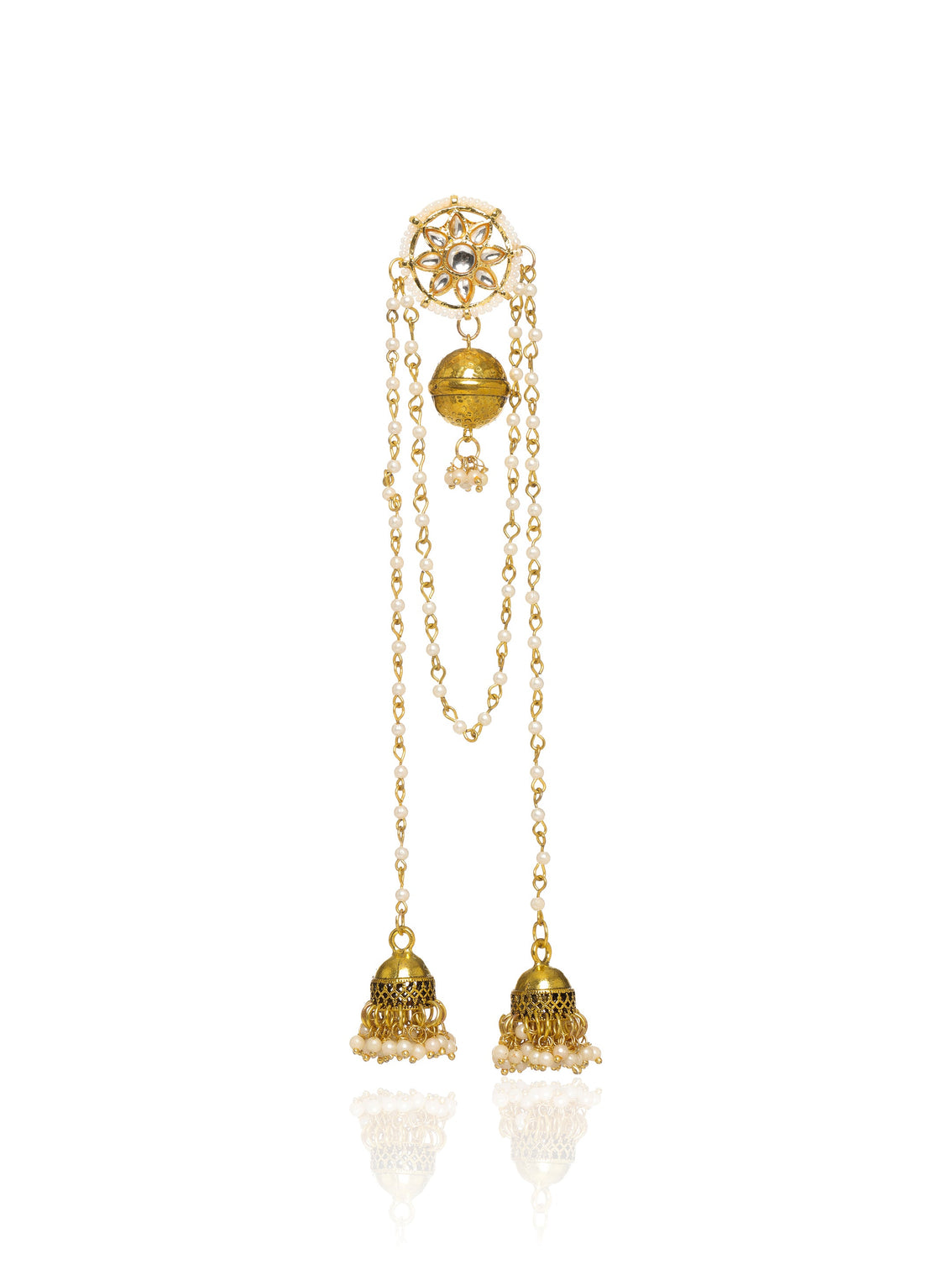 Mameraa Long Chain Kashmiri Jhumki Drops Earrings