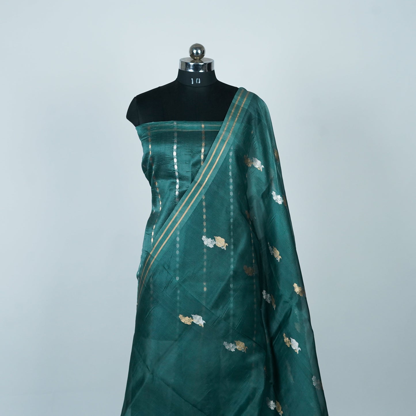 Emerald Deep Green - Pure Organza Banarasi Saree