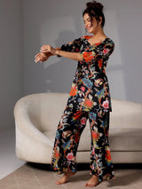 Libas Black Printed Cotton Night Suits