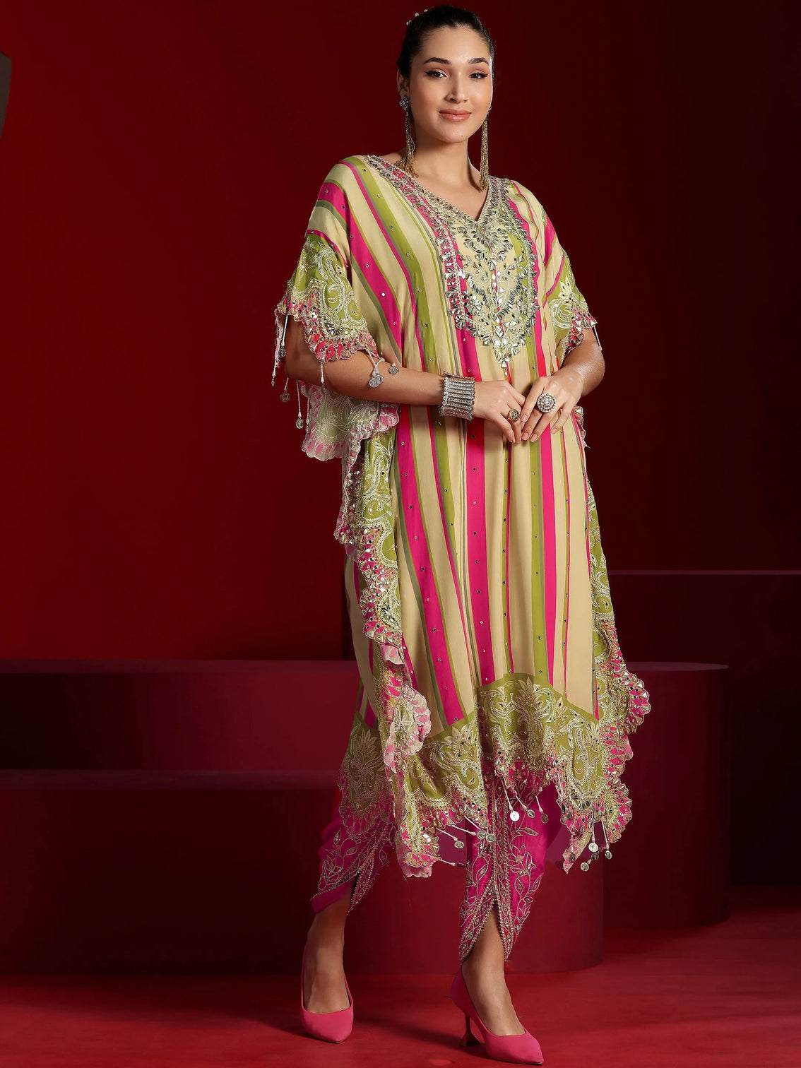 Mameraa Art Multi Printed Silk Blend Co-Ords