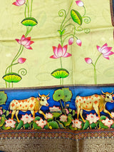Pista Pichwai Pure Viscose Dola Saree