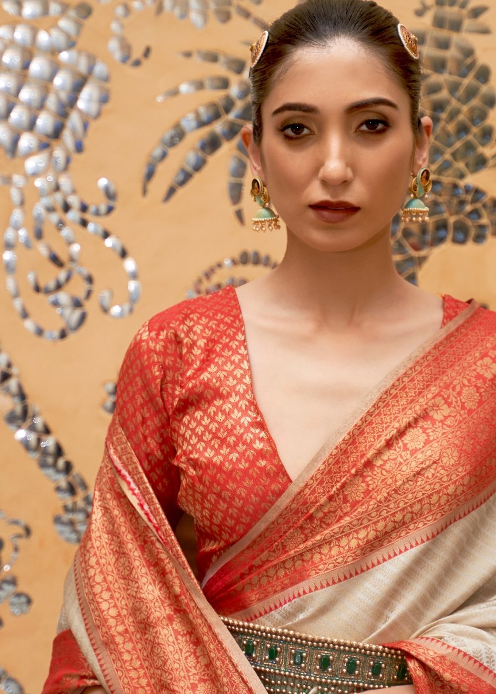 Daisy White Zari Woven Kanjivaram Silk Saree