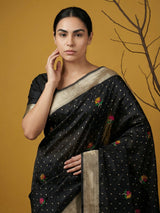 Soft Organza Meenakari Woven Saree with Jamdani Zari Pallu and Brocade Blouse Festive Wedding Party Wear Saree