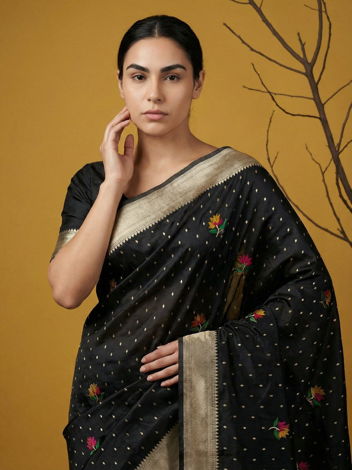Organza zari woven meenakari saree for festive wear