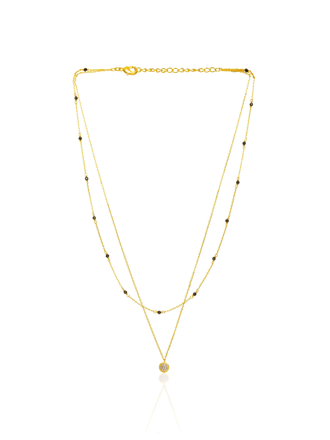Mameraa Double-Layered Pearl Pendant 18K Gold Plated Mangalsutra