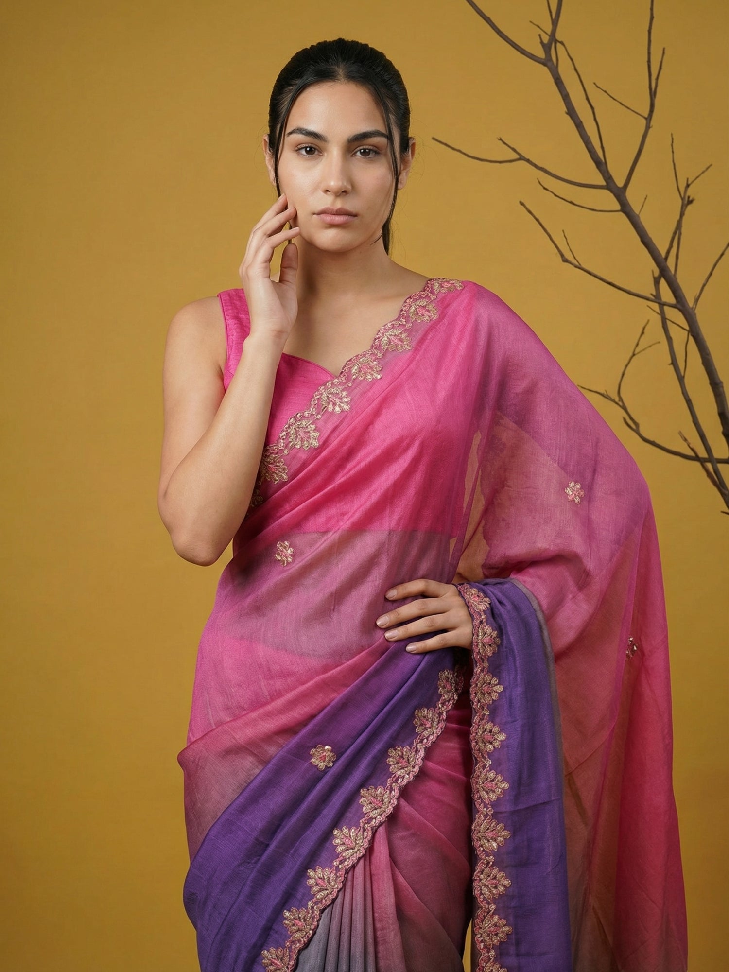 Fendy Satin Designer Saree with Gotapatti Work and Cutwork Piping Border Party Wedding Wear Saree
