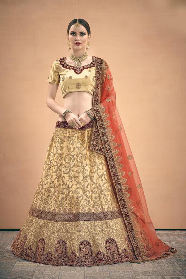 Sensational beige Colored Lehenga Choli With zari & Stone Work