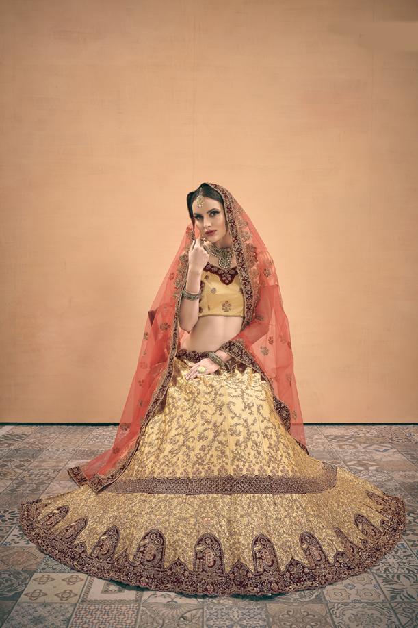 Sensational beige Colored Lehenga Choli With zari & Stone Work