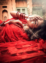 Designer Red Soft Net Base A-Line Lehenga Choli