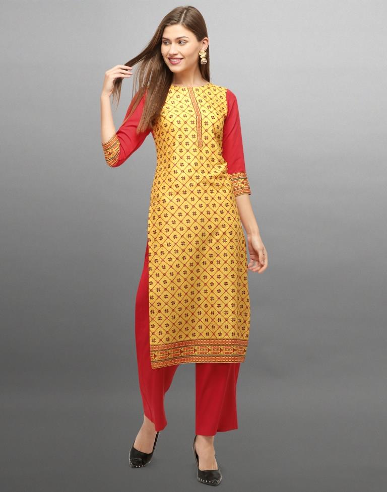 Refreshing Yellow Coloured Digital Printed Crepe Kurti