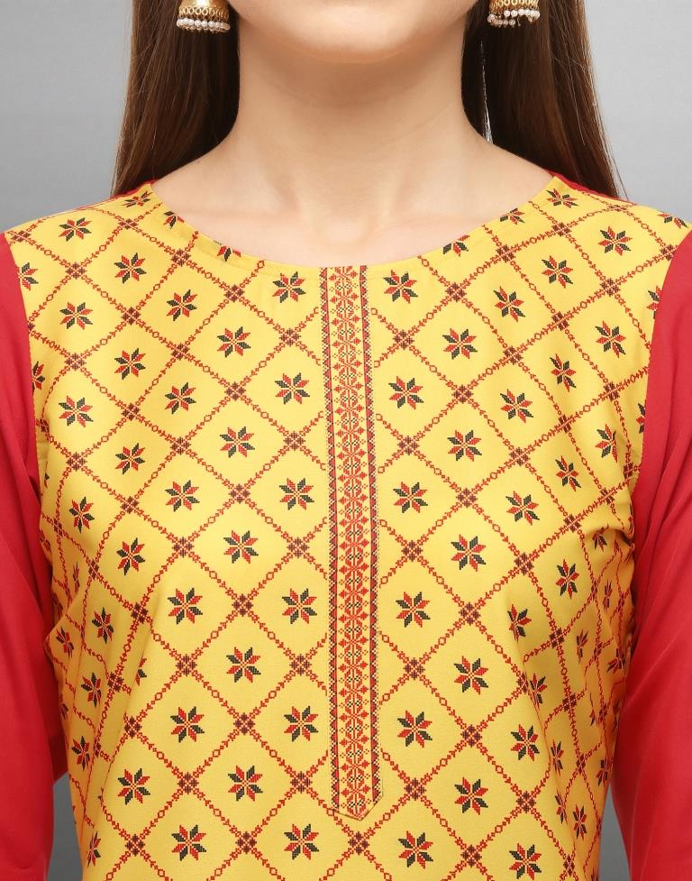 Refreshing Yellow Coloured Digital Printed Crepe Kurti