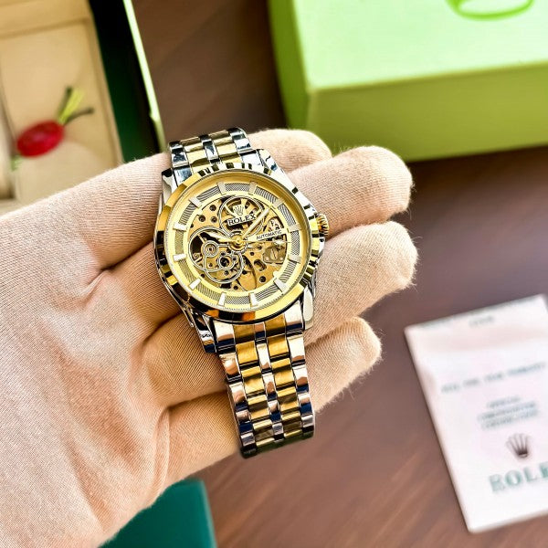 Classy Rolex Auto Gold-TT Gold Watch