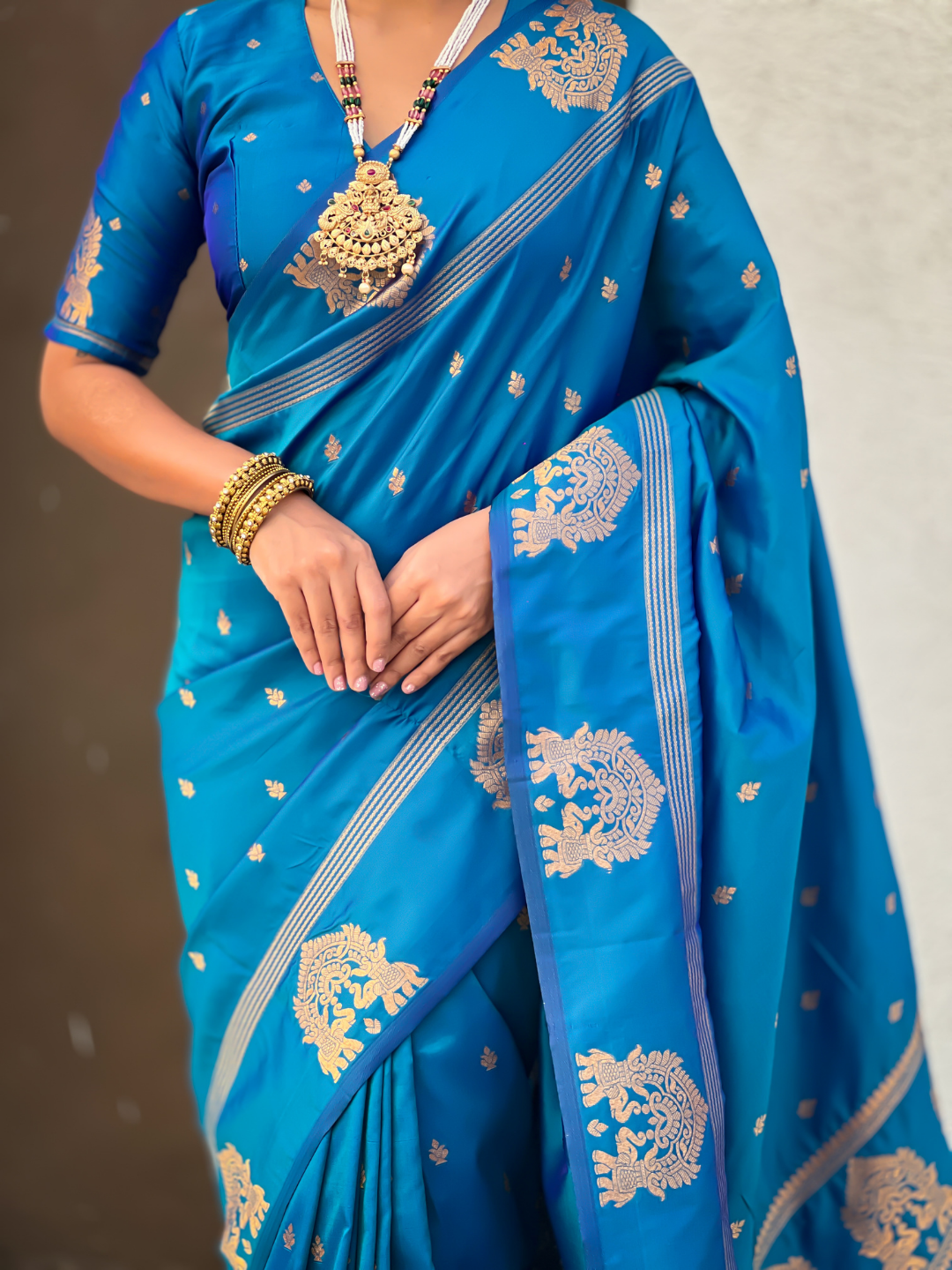 Blue Soft Silk Traditional Zari Woven Saree