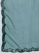 Libas Green Embroidered Velvet A-Line Kurta With Trousers & Dupatta