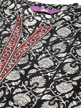 Libas Black Printed Cotton Straight Suit With Dupatta