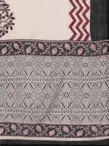 Libas Black Printed Cotton Straight Suit With Dupatta
