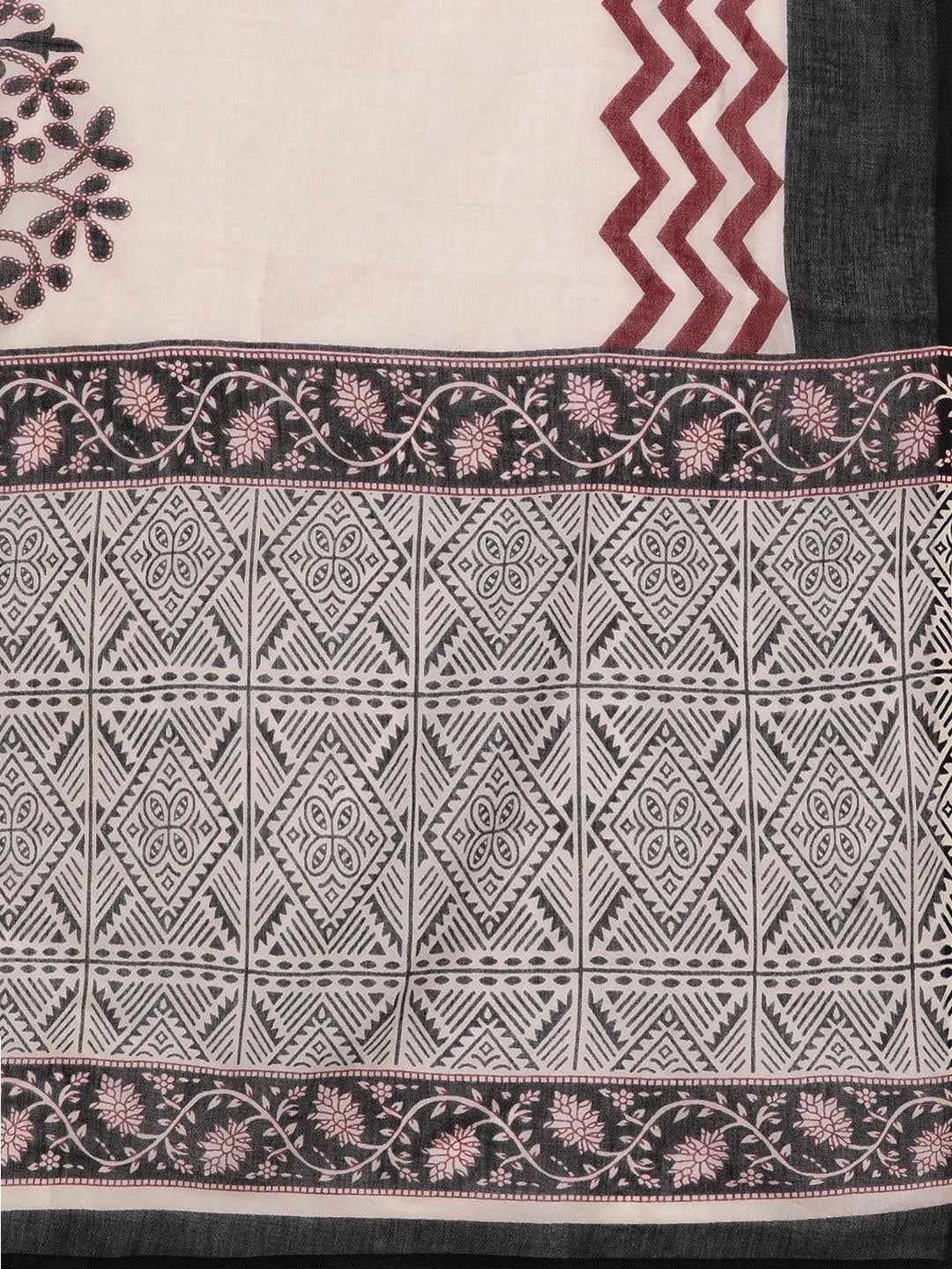 Libas Black Printed Cotton Straight Suit With Dupatta