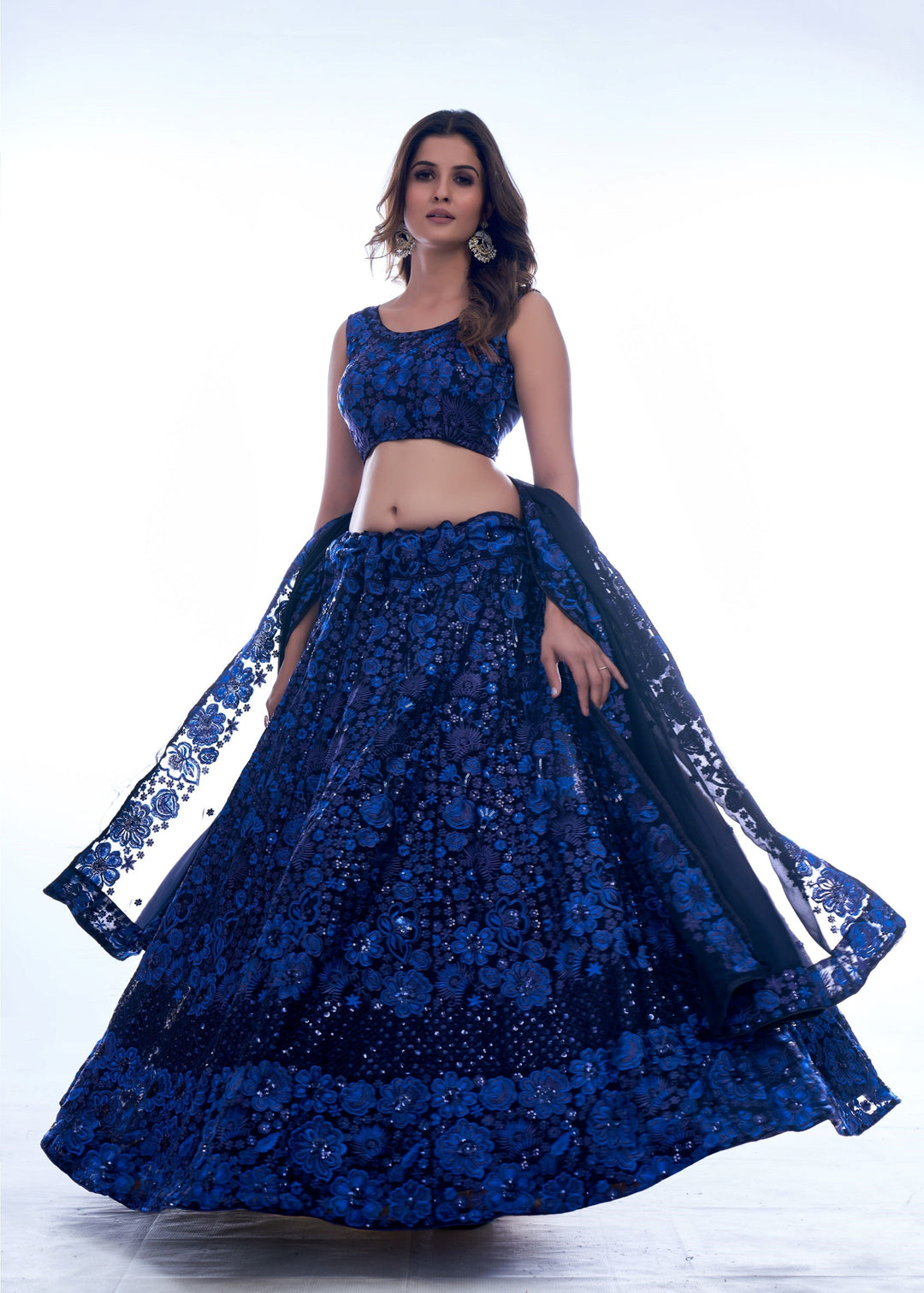 Navy Blue Color Thread Work With Georgette Lehenga Choli |Wedding Wear