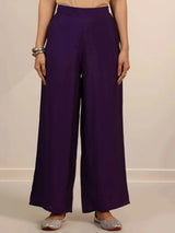 Gerua Purple Embroidered Silk Blend Straight Kurta Set