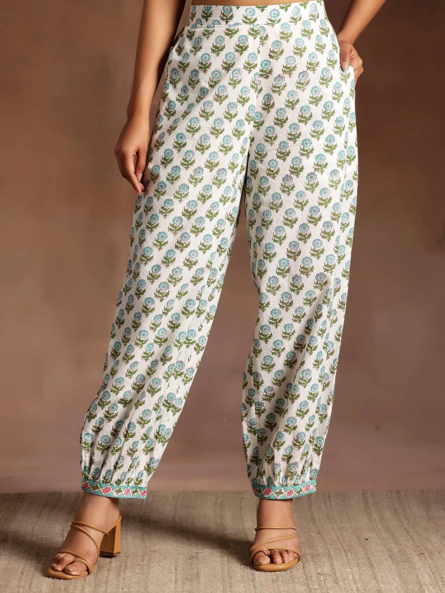 Gerua Turquoise Printed Cotton Straight Suit With Dupatta