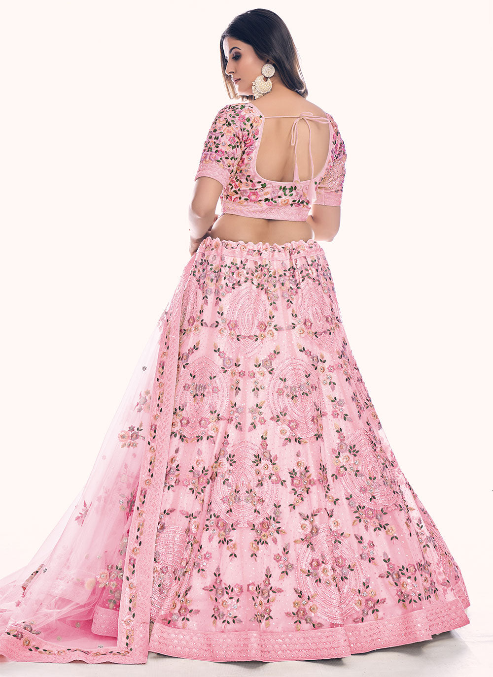 Pink Net Lehenga Choli