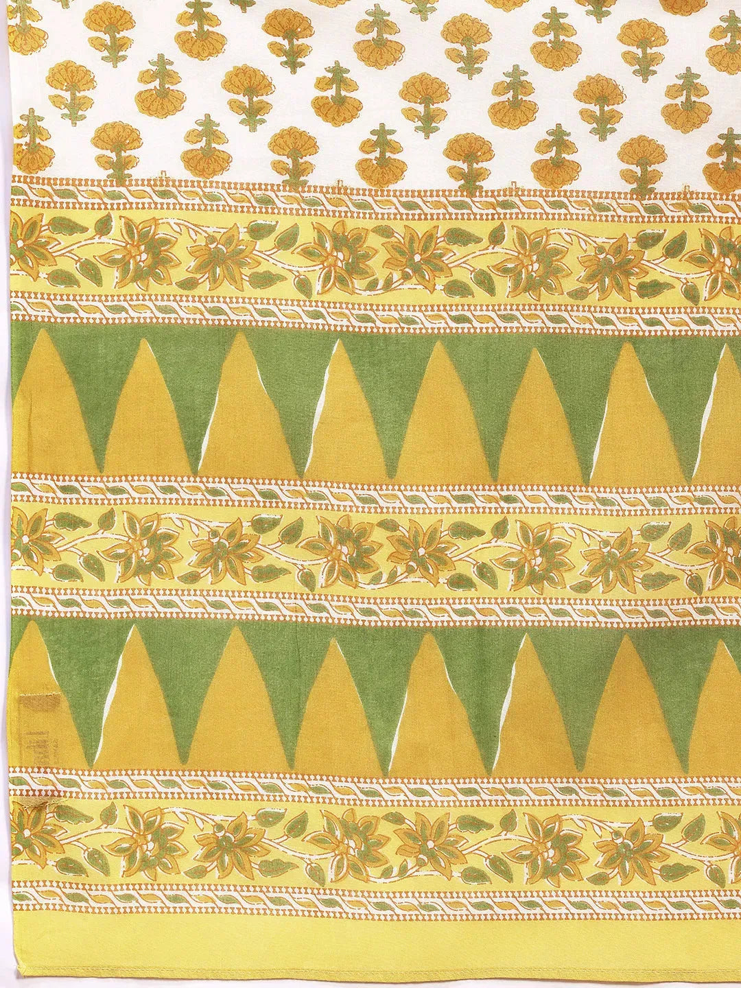 Mameraa Yellow Printed Cotton Straight Suit With Dupatta