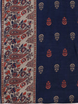 Gerua Blue Printed Silk Blend Straight Suit With Dupatta