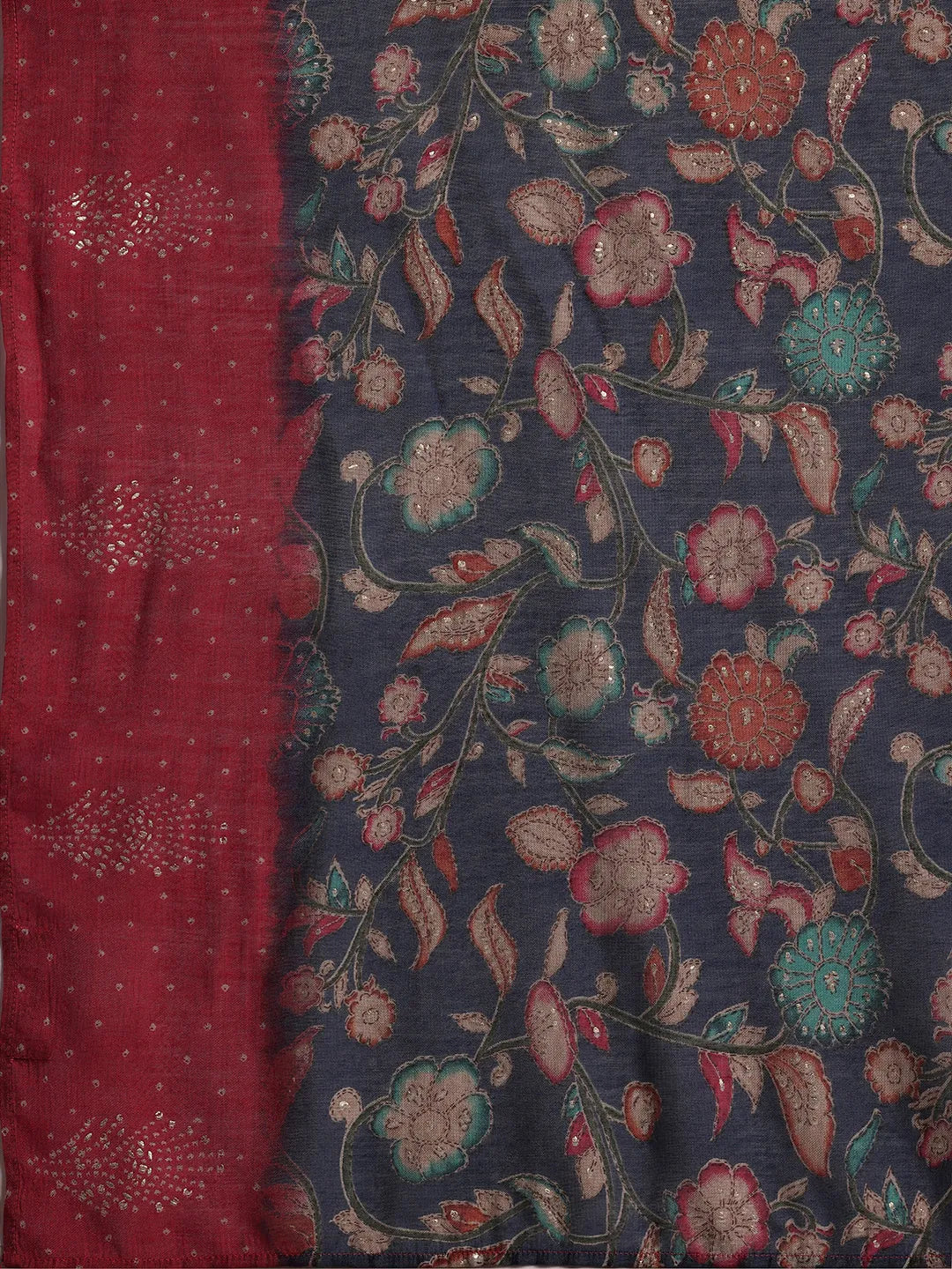 Libas Pink Printed Silk Blend Straight Suit With Dupatta