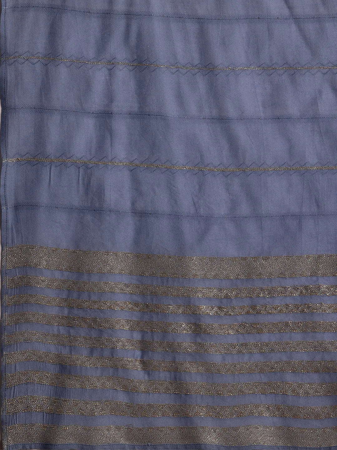 Mameraa Blue Printed Silk Blend A-Line Kurta With Trousers & Dupatta