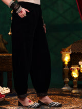 Libas Black Embroidered Velvet Straight Suit With Dupatta