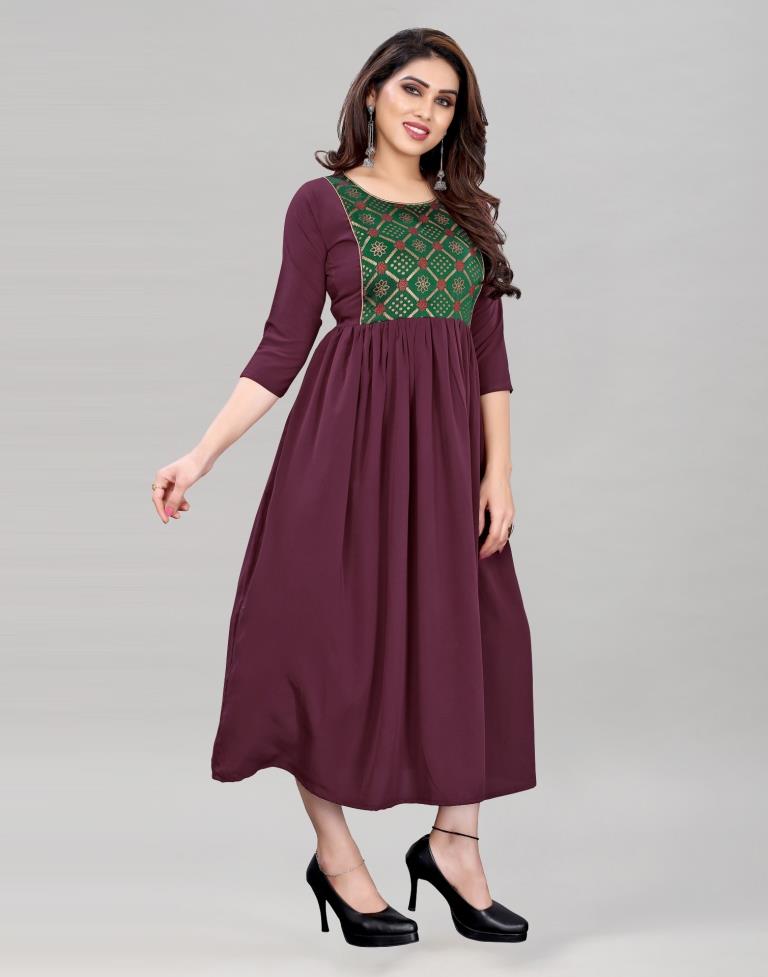 Wine Flared Kurti