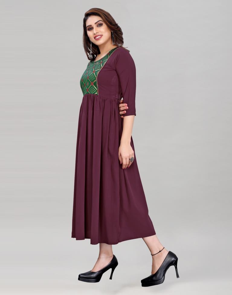 Wine Flared Kurti