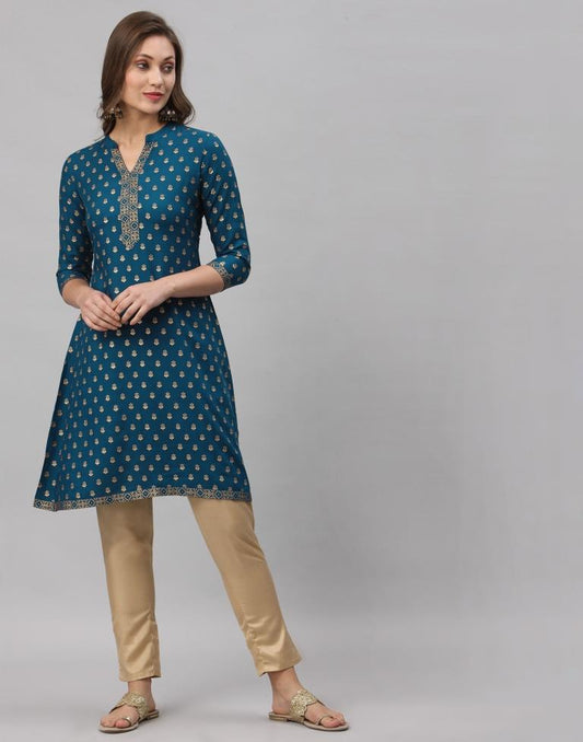 Teal Printed Kurti