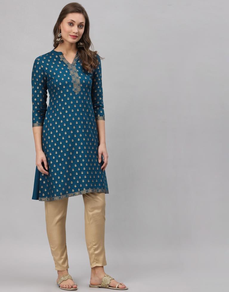 Teal Printed Kurti