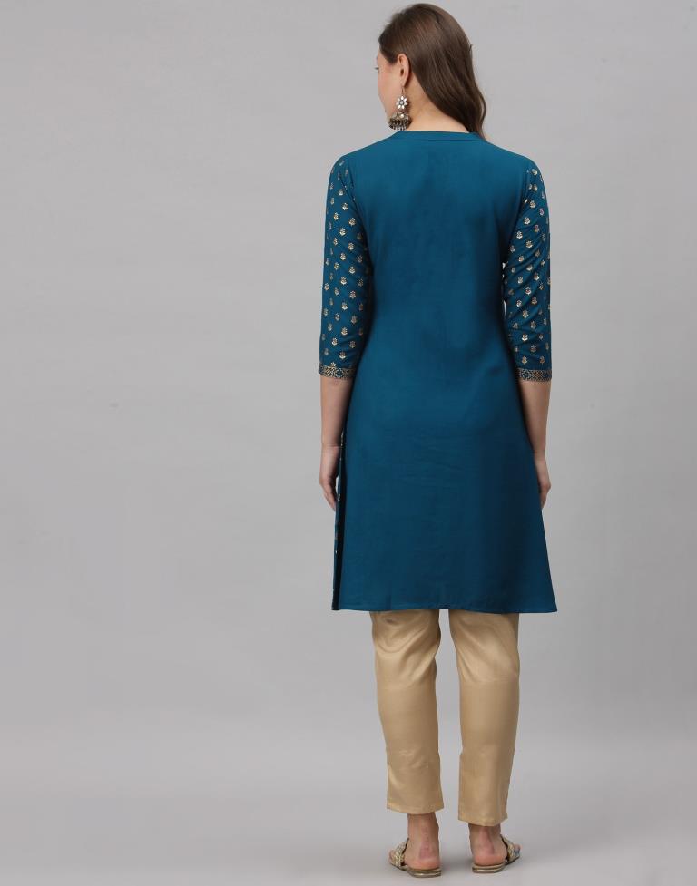 Teal Printed Kurti