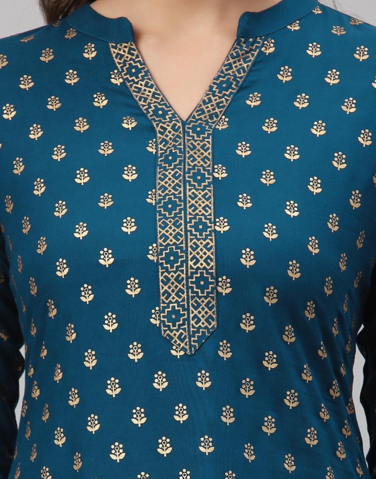 Teal Printed Kurti