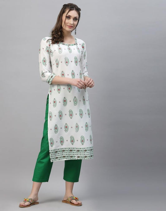 White Printed Kurti