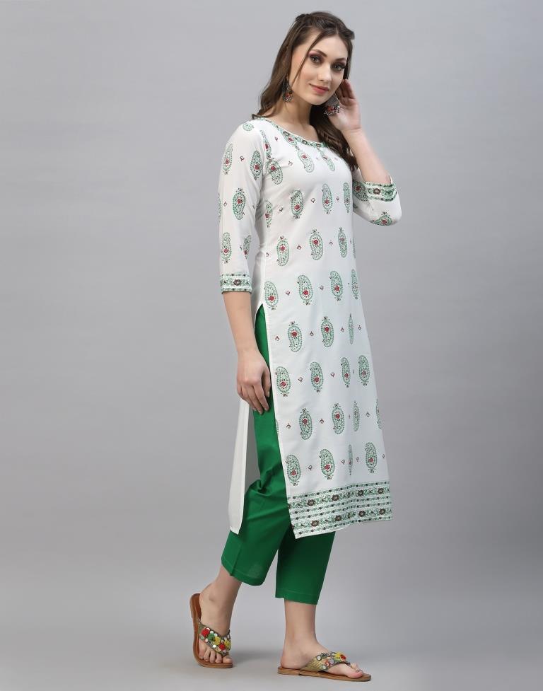 White Printed Kurti