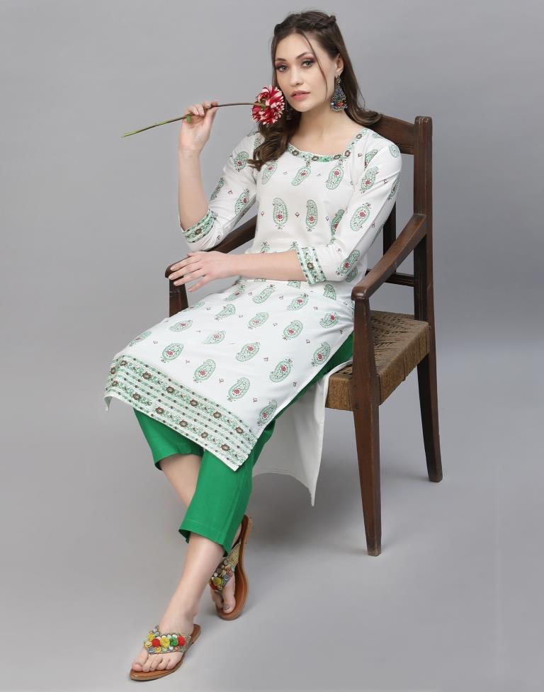 White Printed Kurti