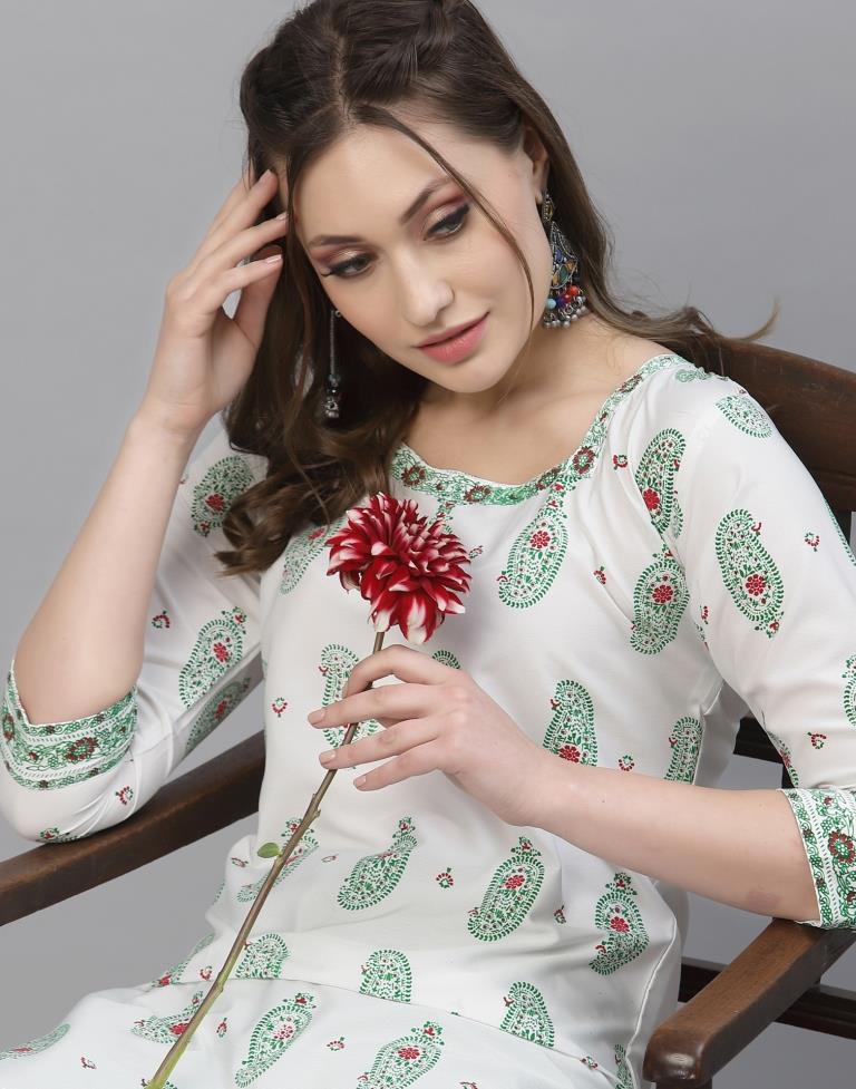 White Printed Kurti