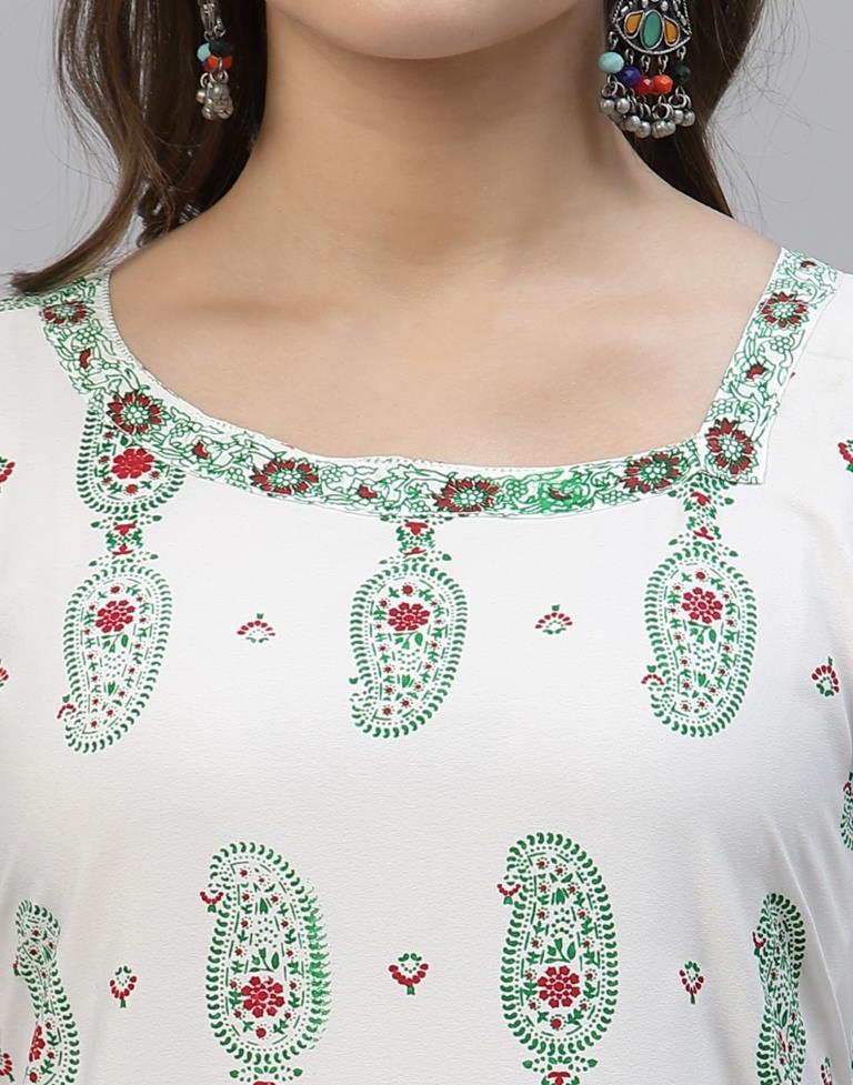 White Printed Kurti