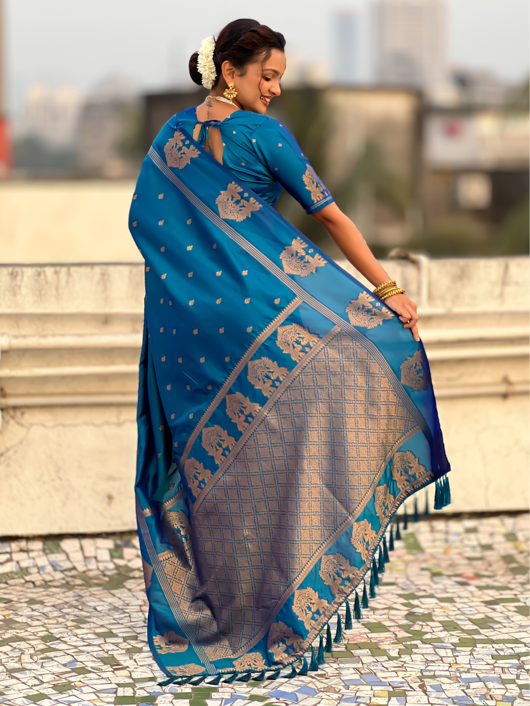 Blue Soft Silk Traditional Zari Woven Saree