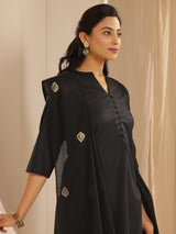 Gerua Black Solid Cotton Blend Straight Suit With Dupatta