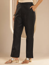 Gerua Black Solid Cotton Blend Straight Suit With Dupatta