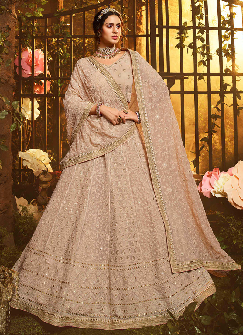 Brown Color Resham And Sequin Base kalidar Lehenga Choli