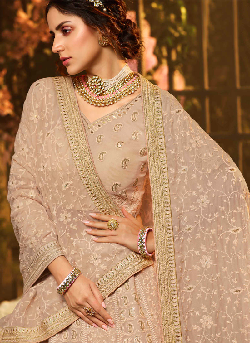 Brown Color Resham And Sequin Base kalidar Lehenga Choli