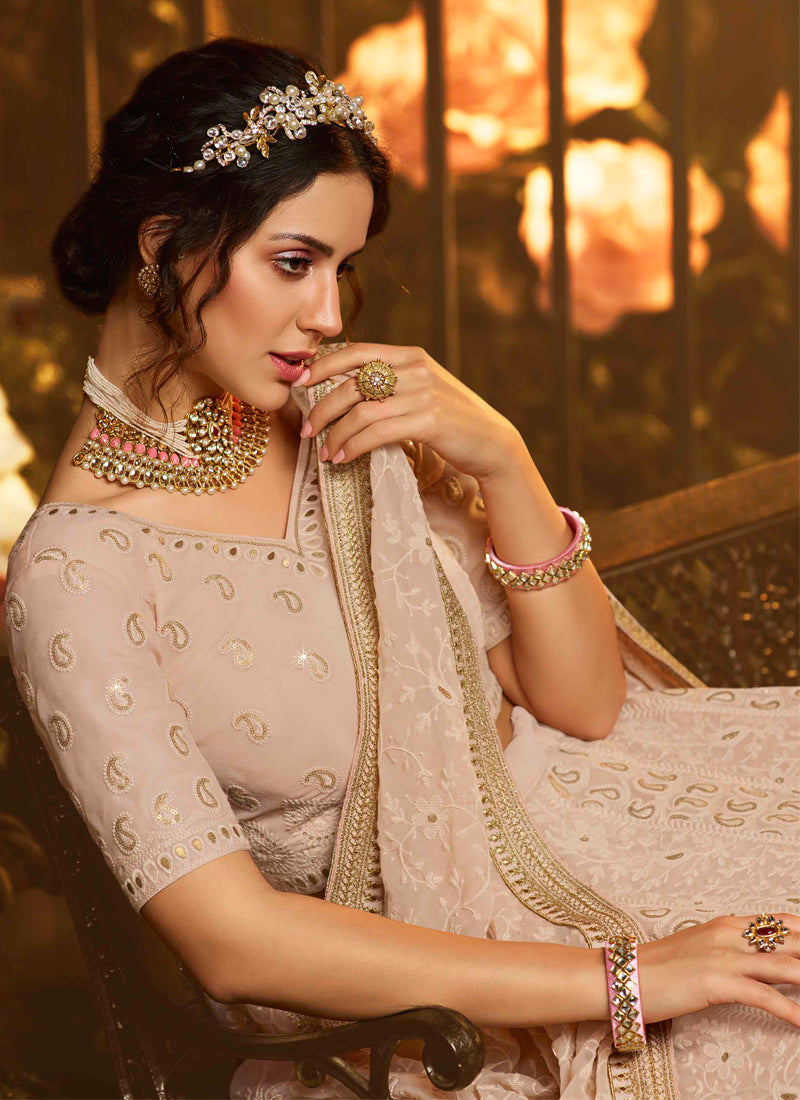 Brown Color Resham And Sequin Base kalidar Lehenga Choli